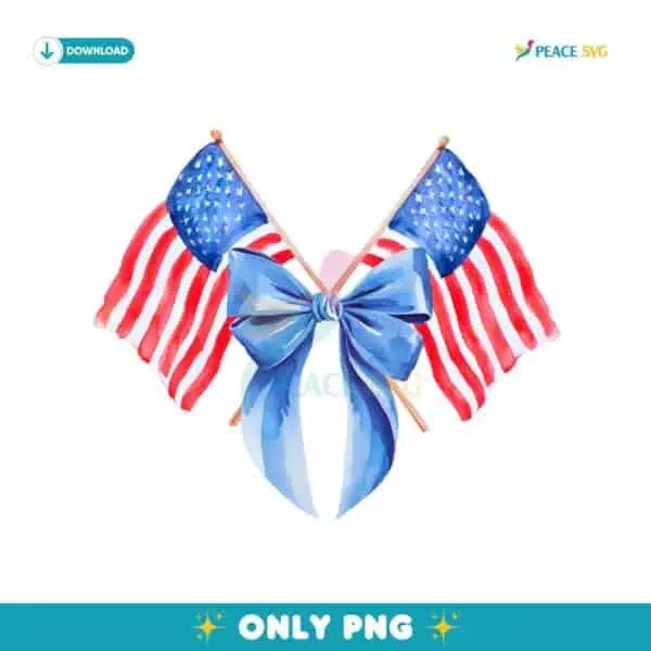 America Flag Girly Bow Coquette Usa 4Th Of July PNG