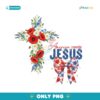 America Needs Jesus Christian Floral Cross Patriotic Coquette PNG