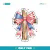 American Flag Cross With Coquette Bow Faith And Freedom PNG