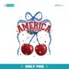 Checkered America Vibes Cherry Coquette Bow Patriotic PNG