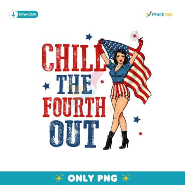 Chill The Fourth Out Snarky Retro Cowgirl Vibes PNG