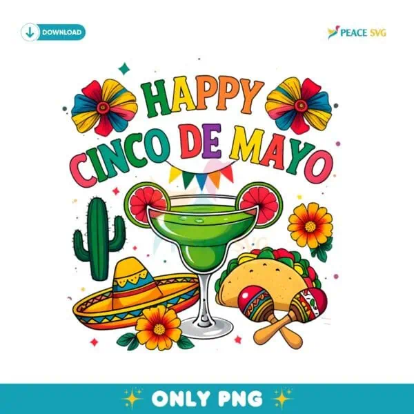 Colorful Happy Cinco De Mayo Fiesta Mexican Party PNG