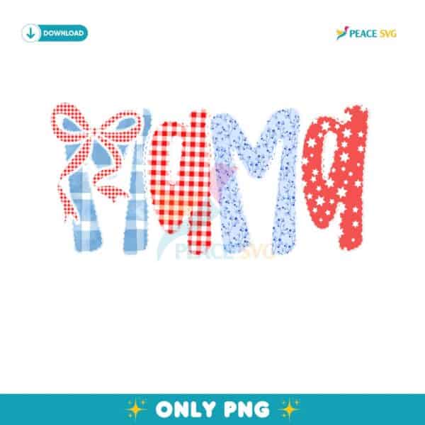 Coquette Mama Cottagecore Patriotic Bow Lace PNG