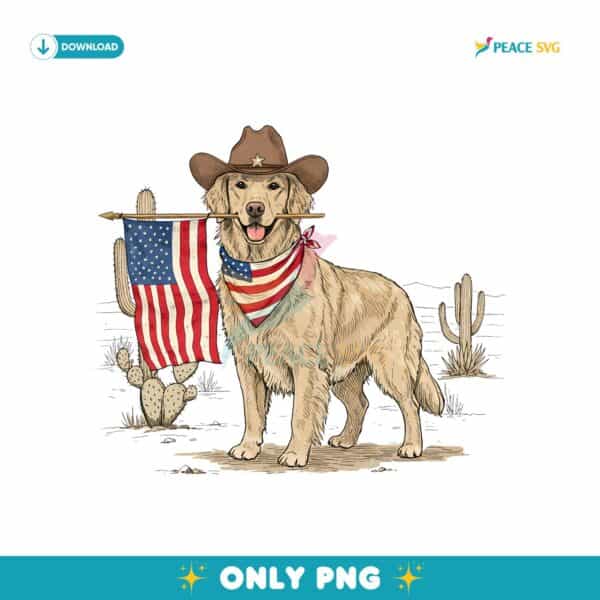 Cowboy Patriotic Dog Western 4Th Of July Usa Flag PNG