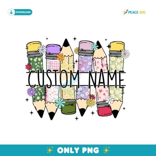 Custom Coquette Teacher Floral Pencil PNG