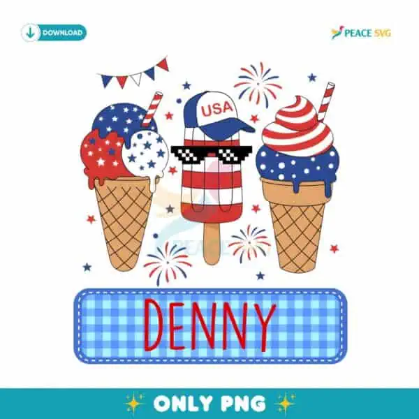 Custom Name 4Th Of July Boys Patriotic Ice Cream PNG