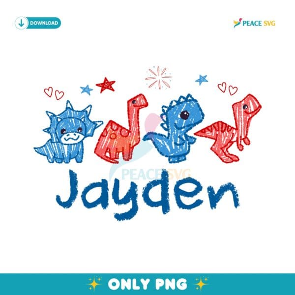 Custom Name 4Th Of July Dinosaur Patriotic Toddler Boy PNG
