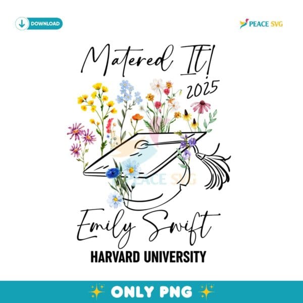 Custom Name Mastered It 2025 Wildflower Graduation PNG