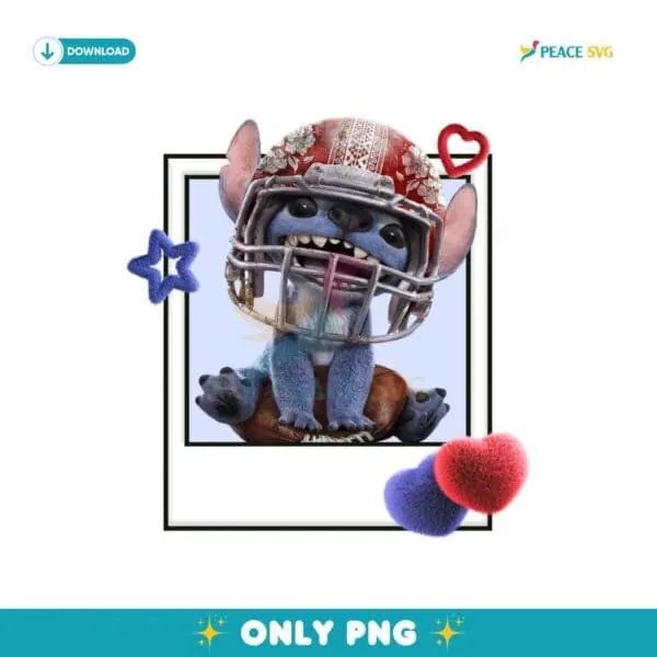 Cute Blue Alien Disney Stitch Football Polaroid PNG