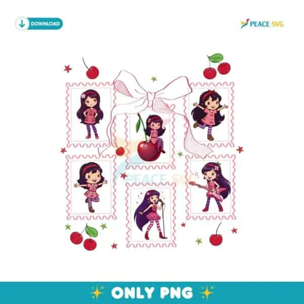 Cute Cherry Girl Coquette Cartoon PNG