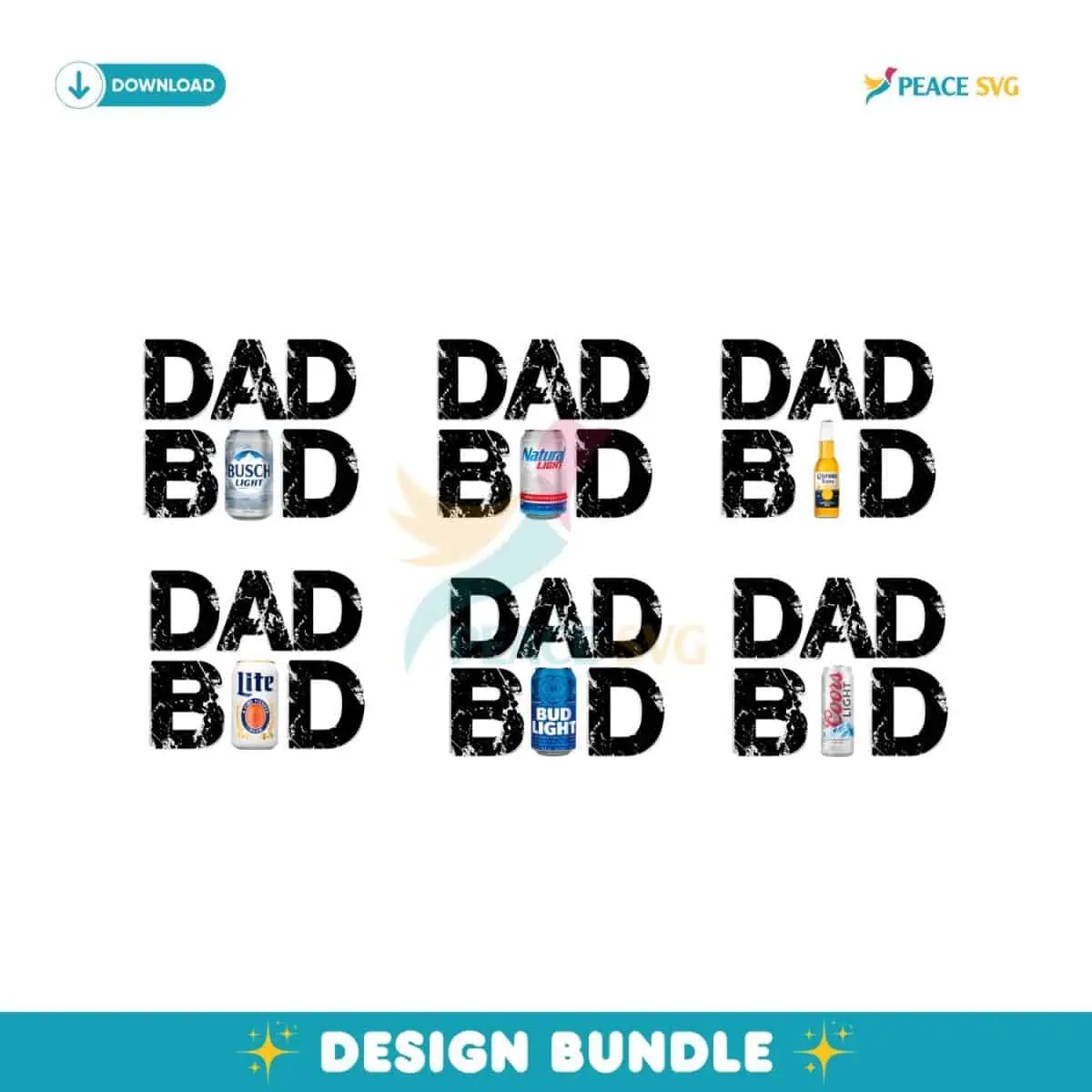 Dad Bod Beer Busch Light Miller Lite Bud Light PNG Bundle