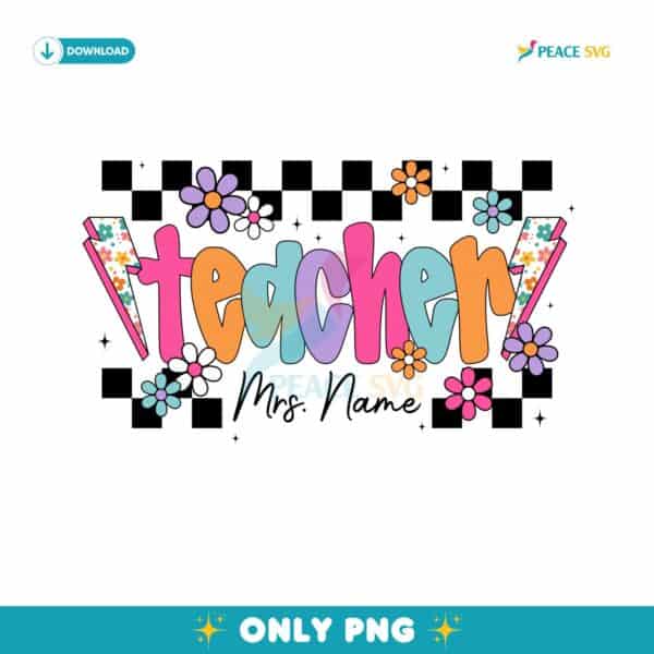 Floral Teacher Name Custom PNG Design