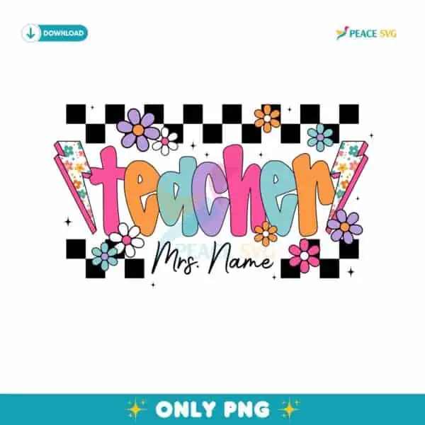 Floral Teacher Name Custom PNG Design