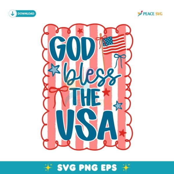 God Bless The Usa Patriotic Coquette America Flag SVG