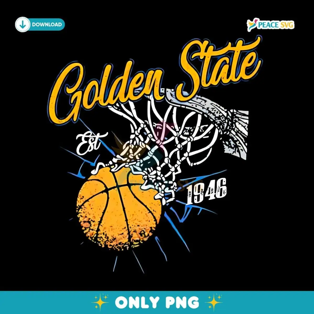 Golden State Basketball Vintage Est 1946 Retro PNG