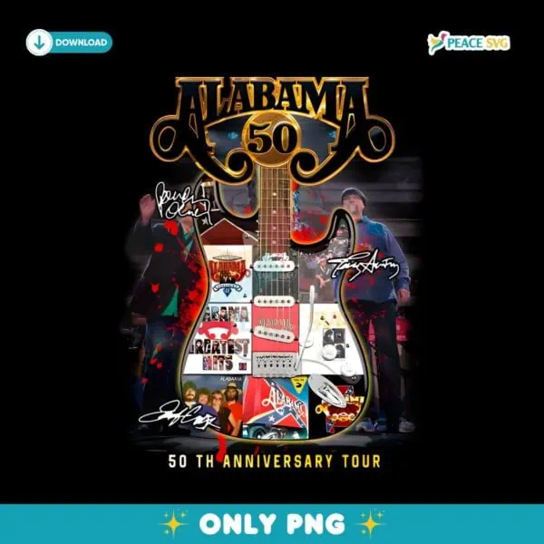 Guitar Alabama Band 50Th Anniversary Tour Signatures PNG