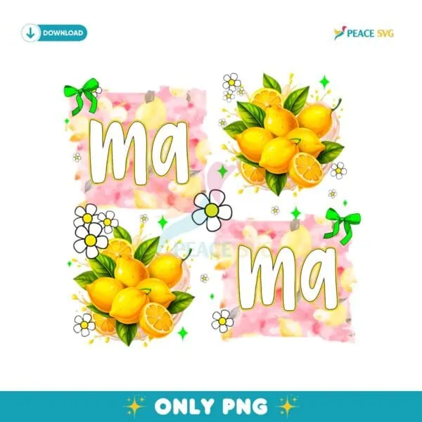Lemon Mama Floral Bright Summer Mom Png Sublimation