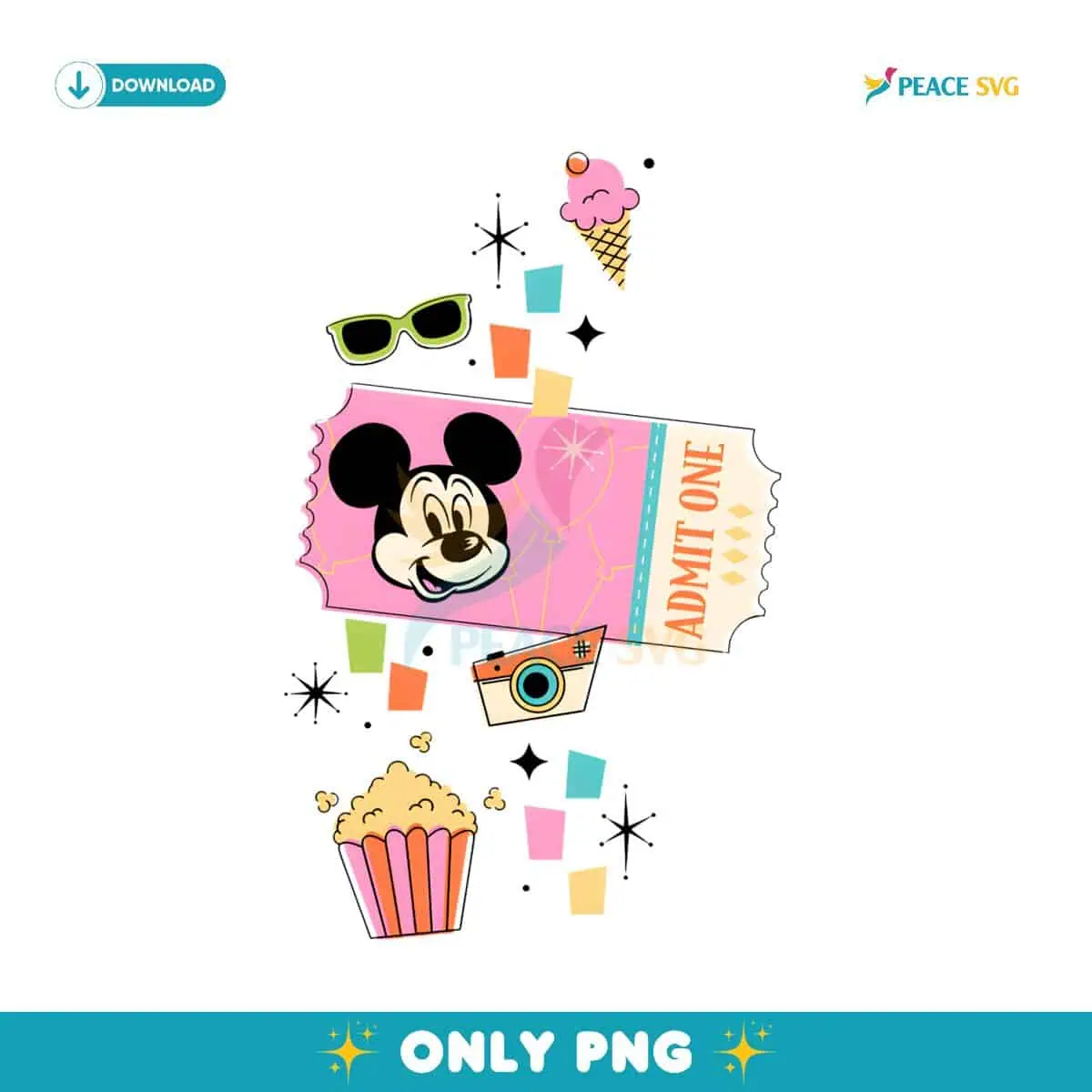 Mickey Mouse Disney Park Ticket PNG