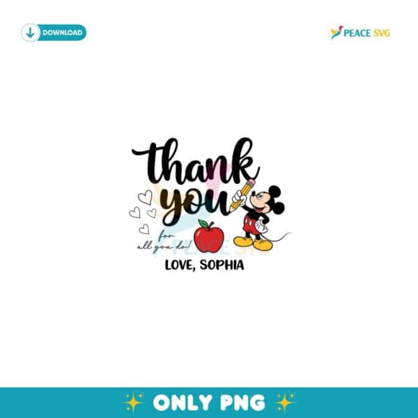 Mickey Mouse Thank You Teacher Appreciation Week PNG