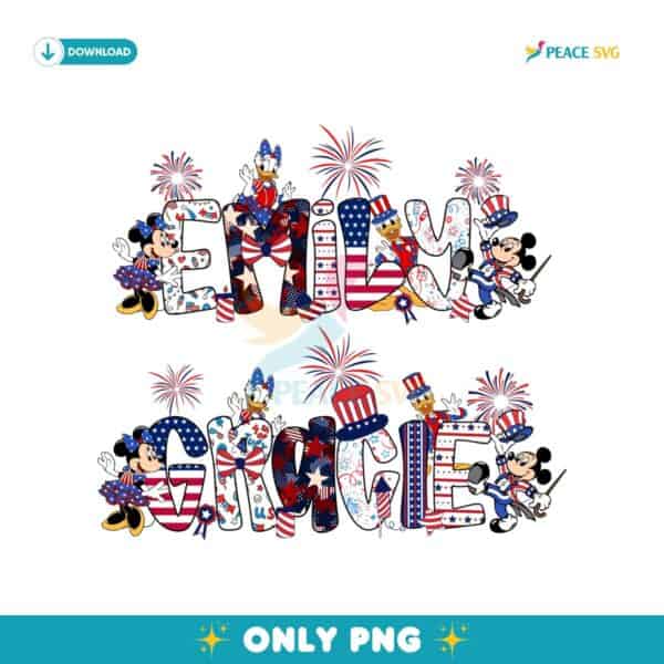 Mouse And Friends 4Th Of July Red White And Blue Family PNG