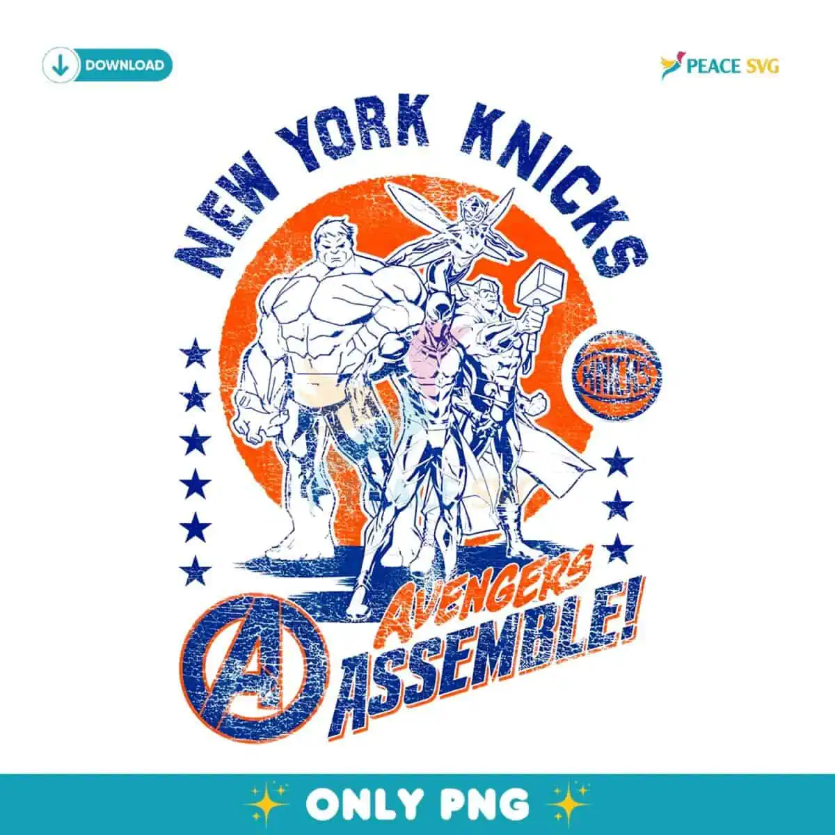 New York Knicks Youth Nba X Marvel Avengers Squad PNG