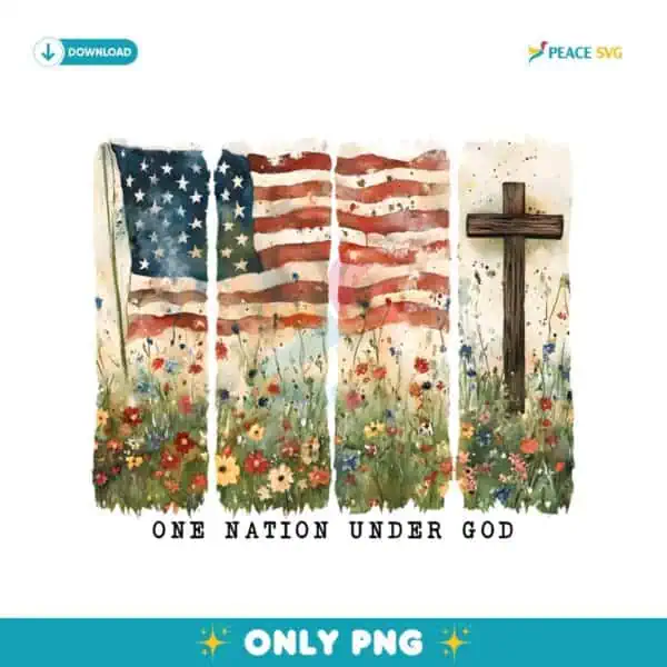 One Nation Under God America Christian Brushstroke PNG