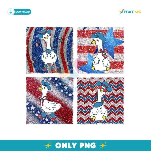 Patriotic Goose Funny 4Th Of July Usa Glitter PNG Sublimation Design