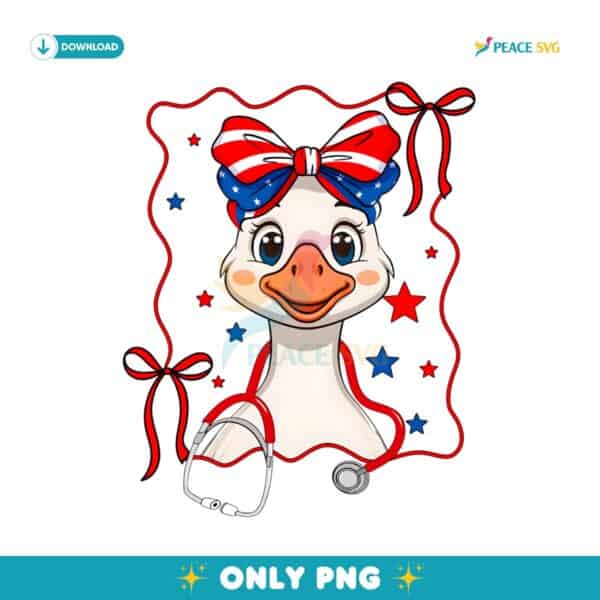 Patriotic Goose Nurse Stethoscope Coquette PNG