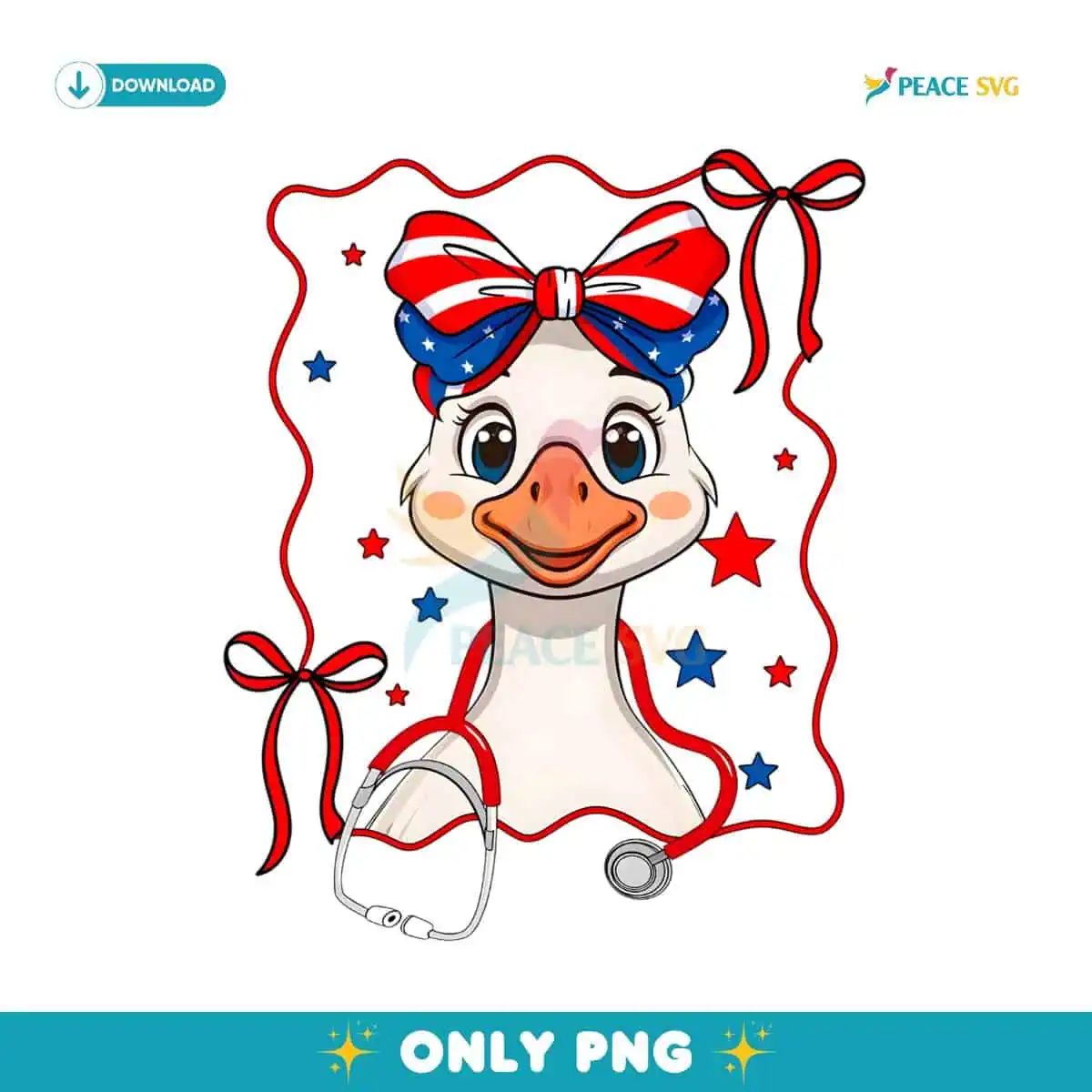 Patriotic Goose Nurse Stethoscope Coquette PNG