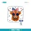 Patriotic Highland Cow Farm Animal Coquette Bow PNG