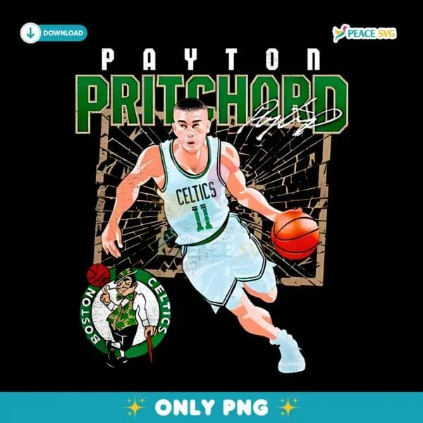 Payton Pritchard Boston Celtics Basketball Player Shattered Signature PNG
