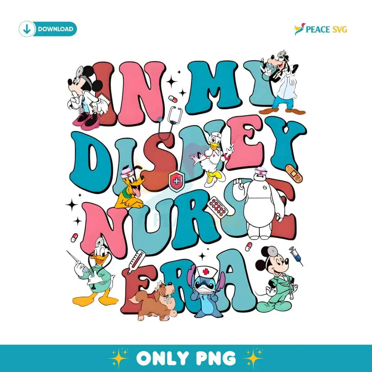Personalized In My Disney Nurse Era Mickey Minnie PNG