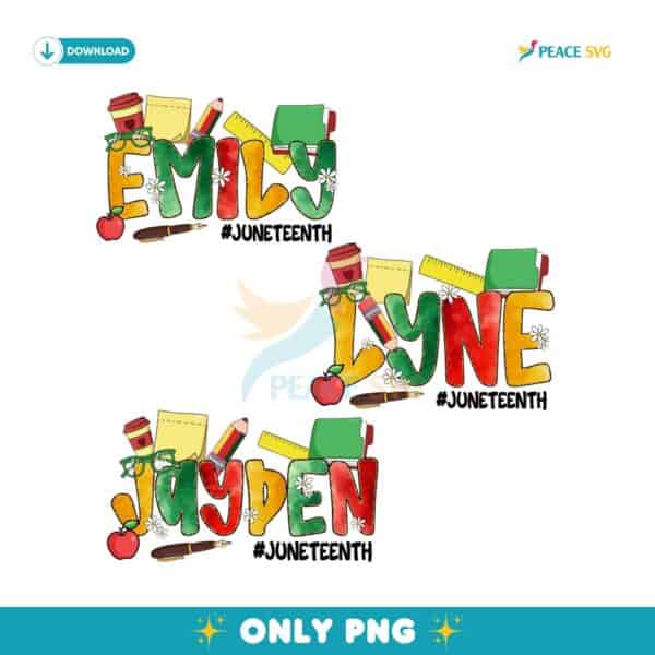 Personalized School Name Juneteenth Teacher PNG