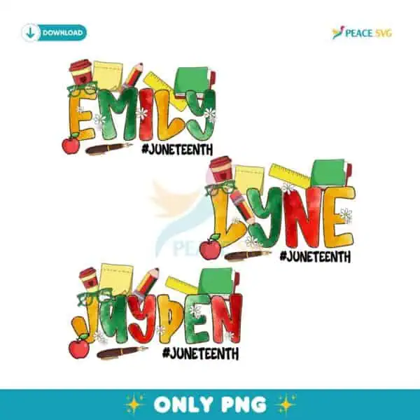 Personalized School Name Juneteenth Teacher PNG