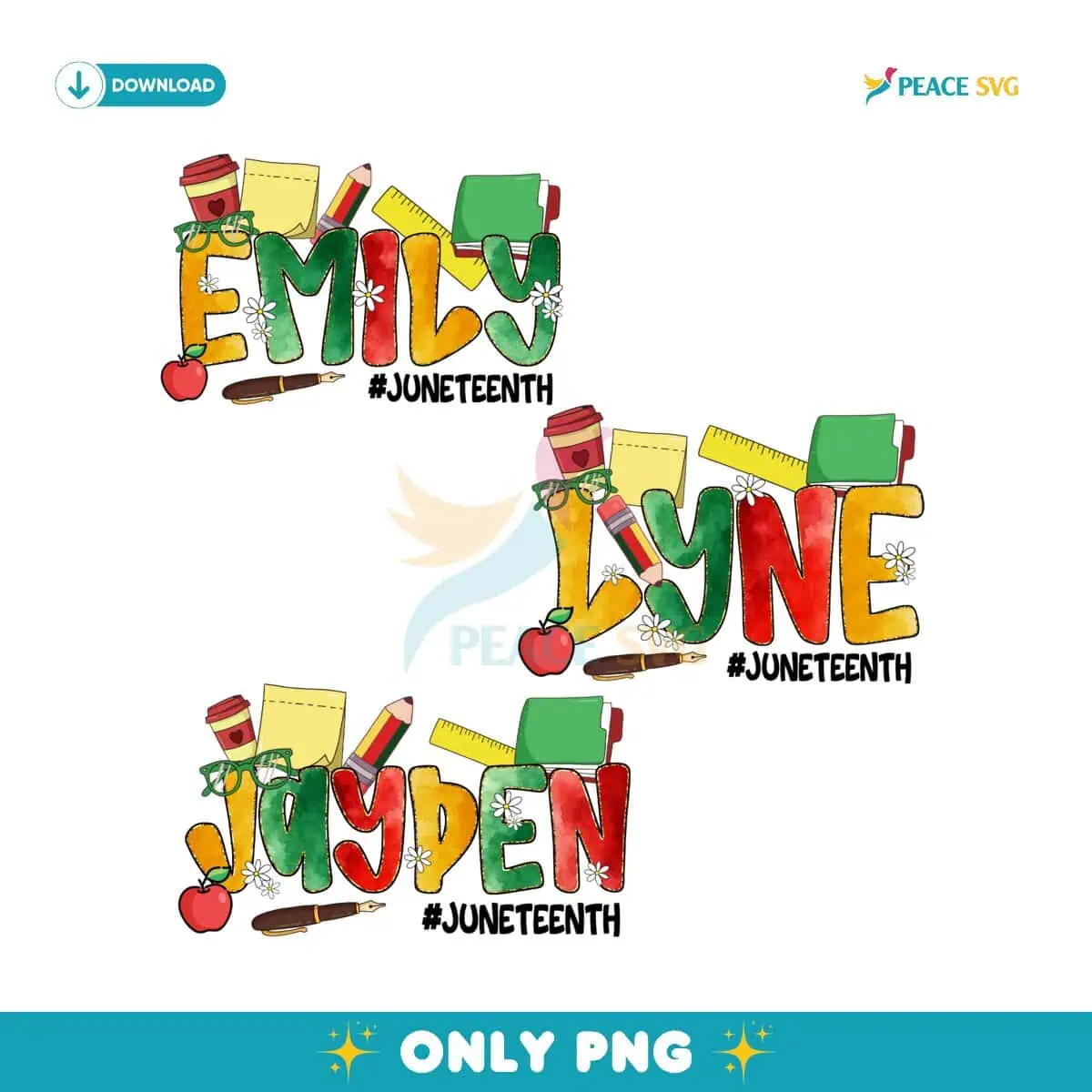 Personalized School Name Juneteenth Teacher PNG