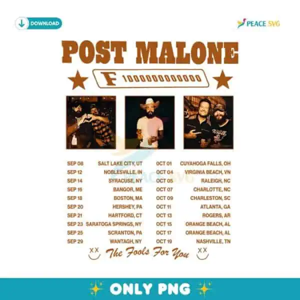 Post Malone F1 Trillion Tour 2025 PNG Sublimation