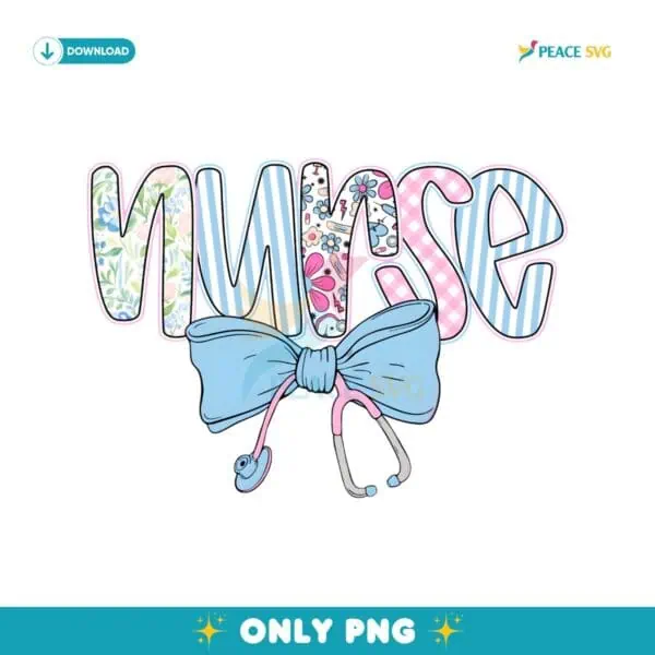 Preppy Nurse Floral Coquette Blue Stethoscope PNG