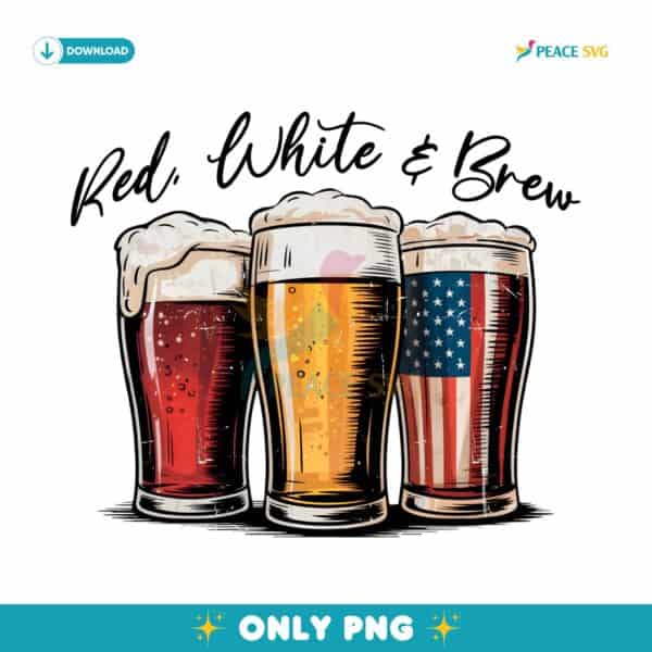 Red White And Brew Fourth Of July Beer PNG