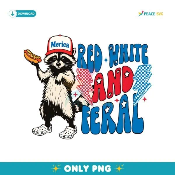 Red White And Feral Funny Raccoon Merica PNG