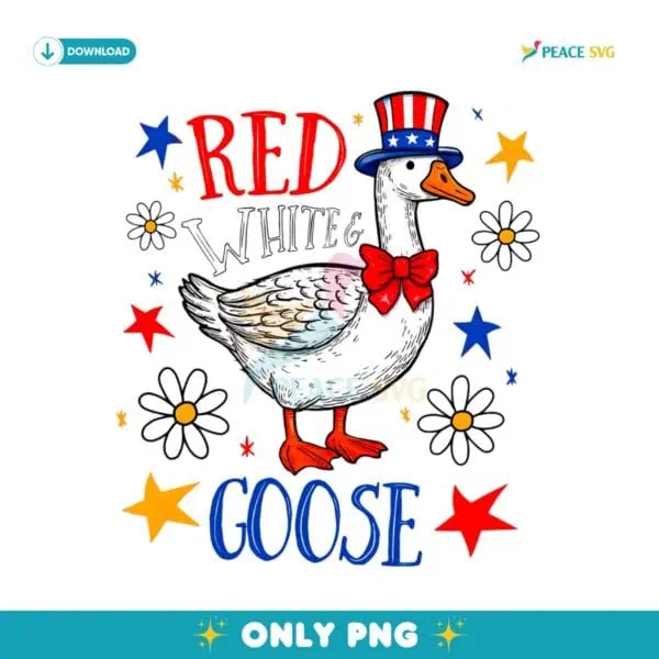 Red White And Goose Funny Patriotic Floral Fourth Of July PNG