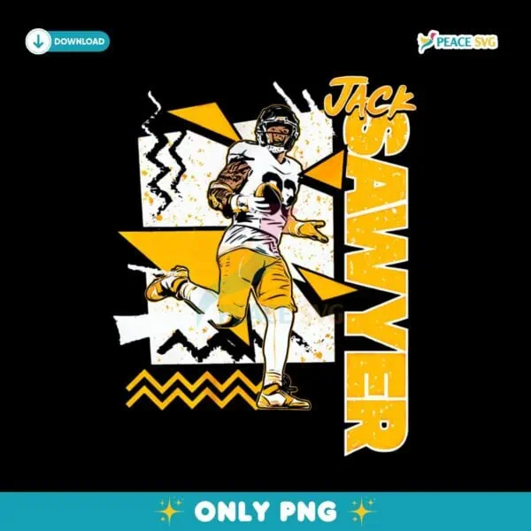 Retro 90S Jack Sawyer Pittsburgh Steelers Football PNG