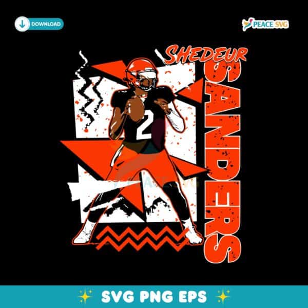 Retro 90S Shedeur Sanders Cleveland Browns SVG