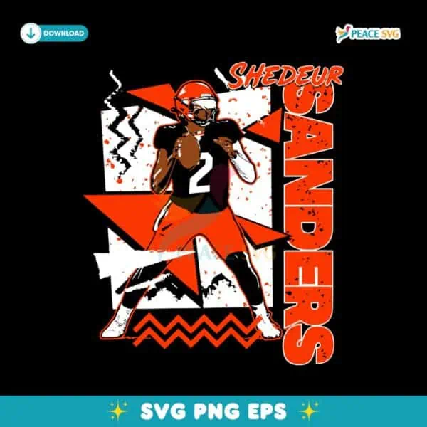 Retro 90S Shedeur Sanders Cleveland Browns SVG