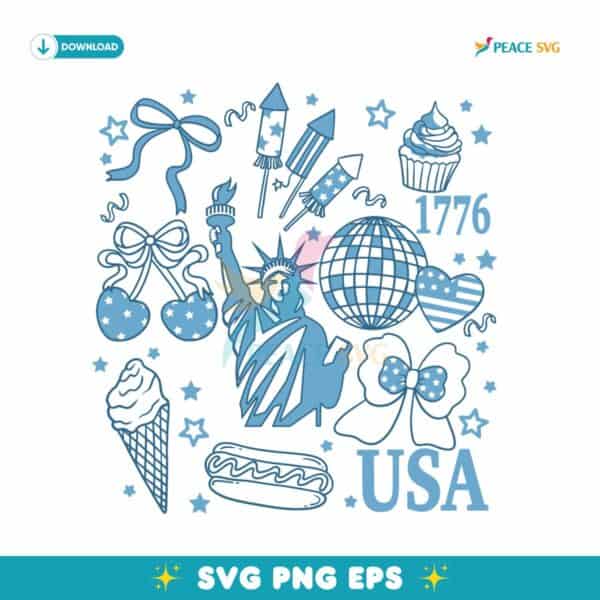 Retro America Coquette Preppy 4Th Of July SVG