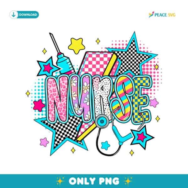 Retro Checkered Nurse Life Preppy Sublimation PNG