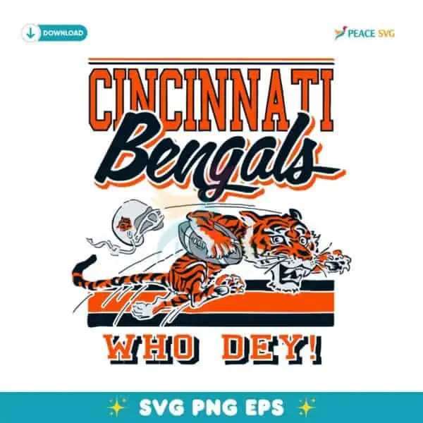 Retro Cincinnati Bengals Football Logo Mascot Who Dey SVG