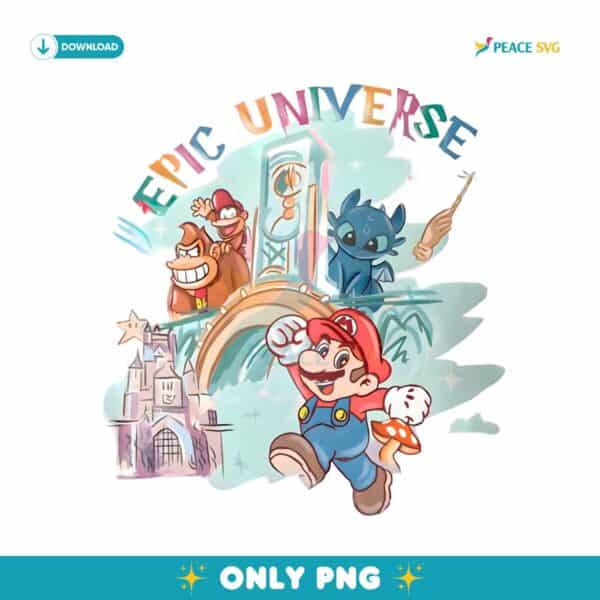 Retro Epic Universe Family Super Mario PNG