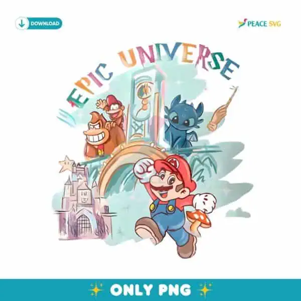 Retro Epic Universe Family Super Mario PNG
