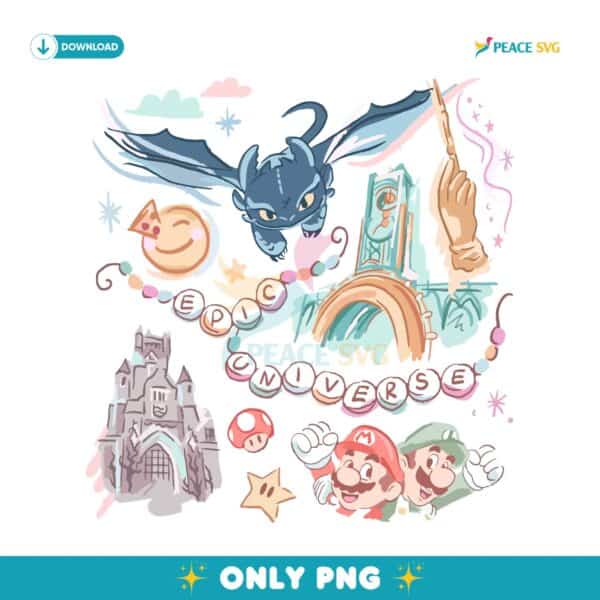 Retro Epic Universe Park Trip 2025 Disney PNG
