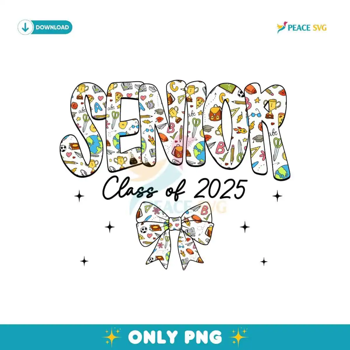 Senior Class Of 2025 Coquette School Bow PNG Sublimation